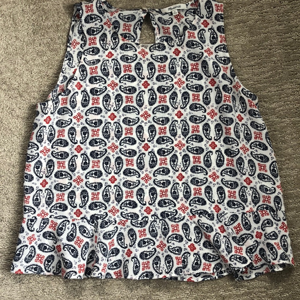 Madewell sleeveless silk peplum blouse